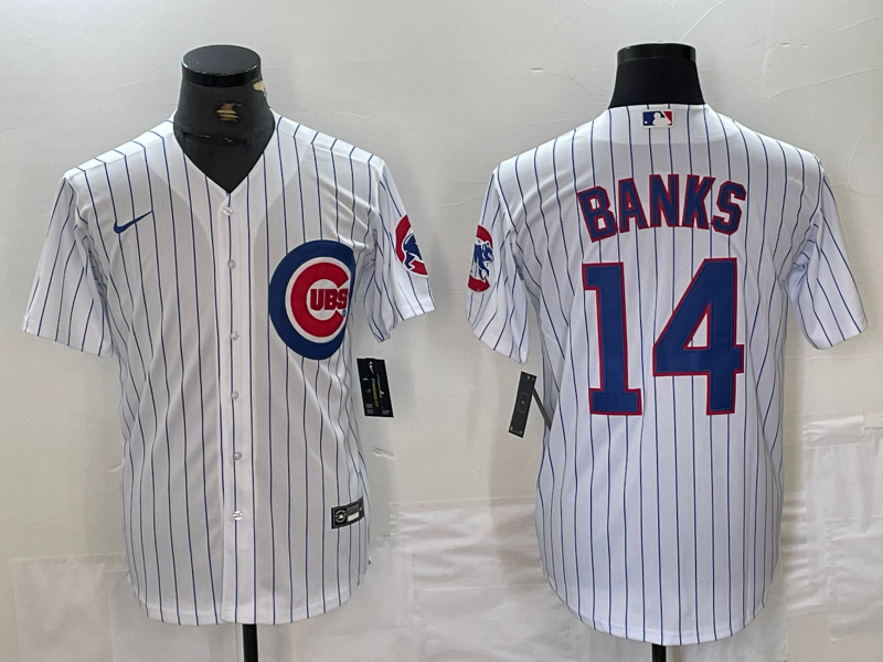 Men's Chicago Cubs Ernie Banks #14 White Baseball Jersey